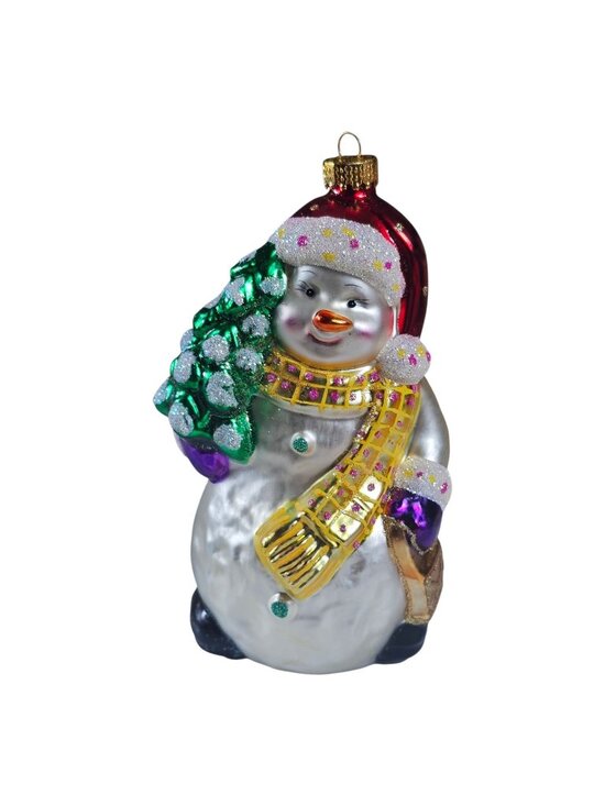 Unbranded Other - Hand Blown Glass Snowman Christmas Ornament 2003 Vintage Glitter Hat Tree